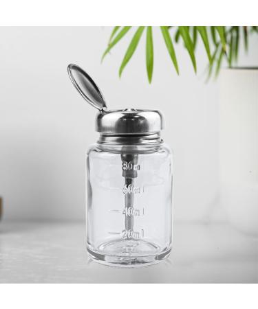 LNQ LUNIQI Glass Pump Dispenser 1 Piece Empty Nail Polish Remover Bottle 80 ml Nail Polish Remover Pump Bottle Push Down Pump Dispenser with Stainless Steel Cap Transparent - Buy Online on GoSupps.com