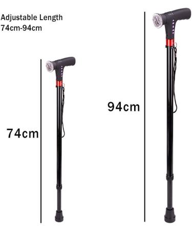 Foldable Smart FM Radio Old Man Walking Stick Lighting Alarm Telescopic Ultra Light Cane Adjustable 74-97cm Crutches - Buy Online on GoSupps.com
