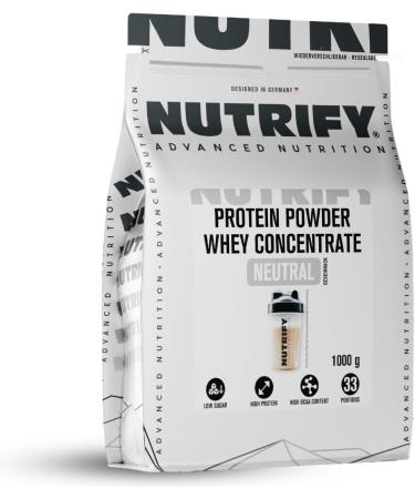 Nutrify NUTRIFY Whey Protein Powder 10 x 1 kg neutral Protein shake for strength and fitness sports 21 g of soluble protein/serving low sugar whey protein concentrate