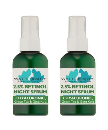 2.5% Retinol Serum with 50% Hyaluronic Acid - Anti Aging Fine Lines Wrinkles Blemishes Large Pores - No Parabens No Animal Testing - 4.48oz 2 Pack - Total 4.48 Ounce