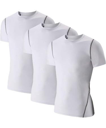 3 Pack Youth Boys Compression Shirts - Quick Dry Athletic Jerseys in White - Ideal for Football & Soccer - Buy Online on GoSupps.com