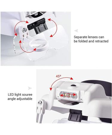 Headband Magnifier Head MountLighted Magnifying Glasses Head-Mounted Illuminating Magnifier Glasses Magnifier with 1X / 1.5X / 2X / 2.5X / 3.5X / 8X Lens with 3 LED Light Headband Magnifying Glass - Buy Online on GoSupps.com