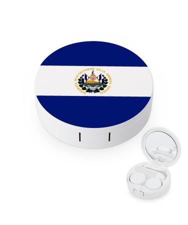 El Salvador Flag Contact Lens Case Travel Portable Travel Contact Lens Box with Mirror
