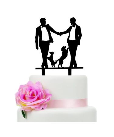 Gay Wedding Cake Topper Grooms Cake Topper Mr & Mr Cake Topper With Dogs - Gift for Gay Wedding/Engagement/Anniversary Party Decoration (Two Dogs) - Buy Online on GoSupps.com