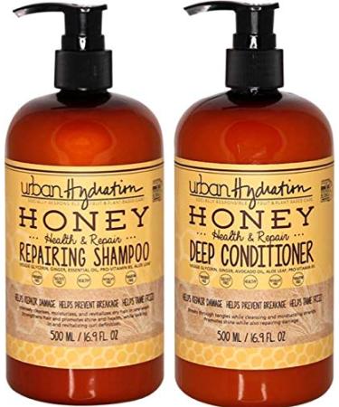 Urban Hydration Honey Health and Repair Shampoo and Conditioner Duo Pack | Sulfate Paraben and Dye Free Cleanses Moisturizes and Repairs For Healthy and Shiny Hair All Hair Types 16.9 Fl Ounces