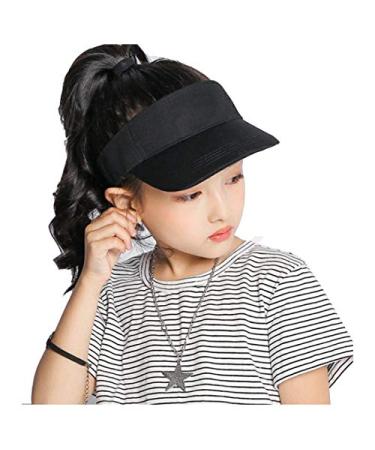 Kids Visor Sun Hat Adjustable Athletic Sports Hat 6 to 12 Years Old Black 6-12 Years