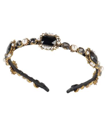 Amosfun baroque hair ripe with rhinestones crystal beads hair band gothic style wedding headdress fashionable hair accessory for women