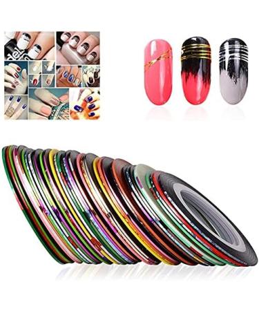 Ancllo 30 Color Mixture Nail Art Decoration Stickers - DIY Striping Tape for Perfect Nail Tips - Buy Online on GoSupps.com