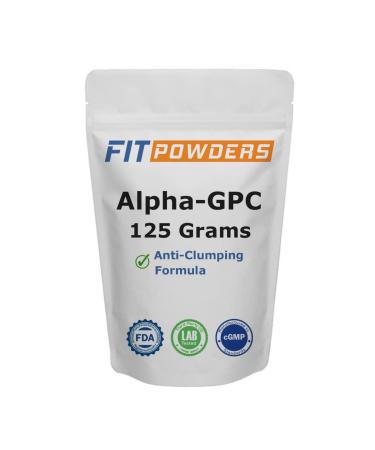 Alpha-GPC Powder Anti-Clumping Choline by FitPowders, Non-GMO, Vegan, Support Memory and Focus, with Scoop (125 Grams) 4.4 Ounce (Pack of 1)