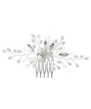 Didiseaon Bridal Pearl Comb Rhinestone Hair Comb Rhinestone Hair Clip Hair Accessories for Bride Bridal Hair Clip Bridal Headpiece Barrettes for Girls Women's Manual Abs Hair up