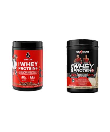 Six Star Whey Protein Plus (Isolate & Peptides) Powder for Muscle Gain | Chocolate + Vanilla 2 lbs Each Triple Chocolate+ Vanilla 907 g (Pack of 1)