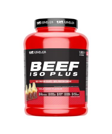 OUT ANGLED Beef Iso Plus Zero Fat Zero Sugar 90% Beef Protein Isolate with BCAAs Glutamine EAAs and Coenzyme Q10-1.8kg (Cola Candy)