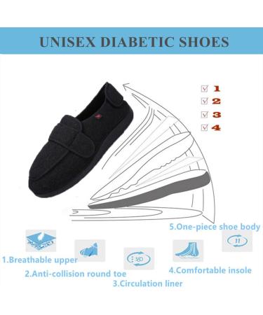 Diabetic Walking Shoes for Fat Swollen & Wide Feet - Adjustable Unisex Black (Men 11.5 - Buy Online on GoSupps.com
