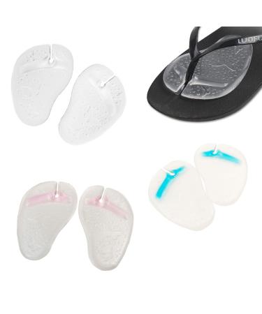3 Pairs Silicone Cushions Pad Flip Flop Pads Self-Adhesive Gel Thong Sandals Forefoot Pad Cushion Inserts for Sandals Flip Flop Color Random