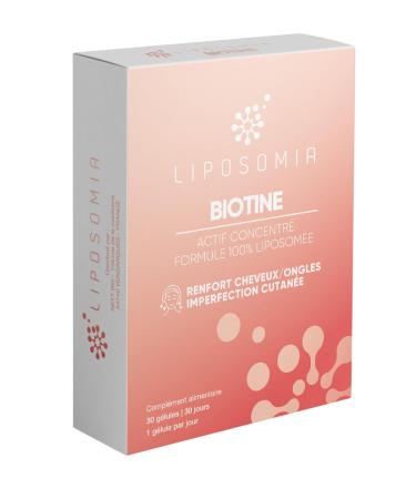 Prescription Nature - BIOTIN LIPOSOMIA - Nutritional Supplement for Skin Hair and Nails - Active Concentrate Liposomed Formula - Made in France - 30 Capsules