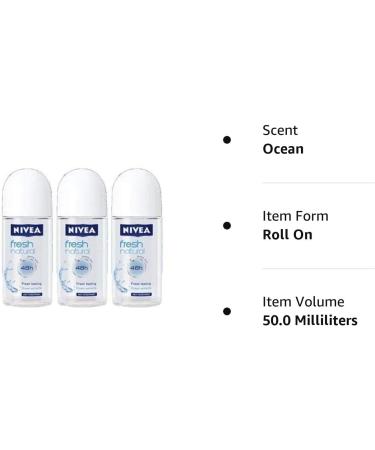Nivea Fresh Natural 48-Hour Deodorant Roll-On 50ml - 3 Pack - Buy Online on GoSupps.com