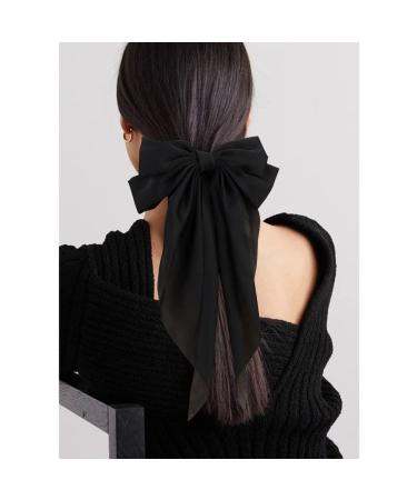 ATODEN Silky Satin Hair Bows 2 Pcs - Oversized Black & White Hair Ribbons for Women - Buy Online on GoSupps.com