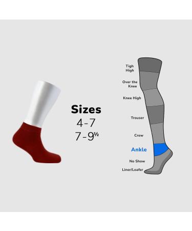 Cosyfeel Women Loose Diabetic Socks | 4-Pack Neuropathy Ankle Socks for Ladies | Super Soft Eco-Friendly Bamboo Material | Durable with Seamless Toe | Multicolour Patterns | 4 Seasons 7-9 1/2 Red - Buy Online on GoSupps.com