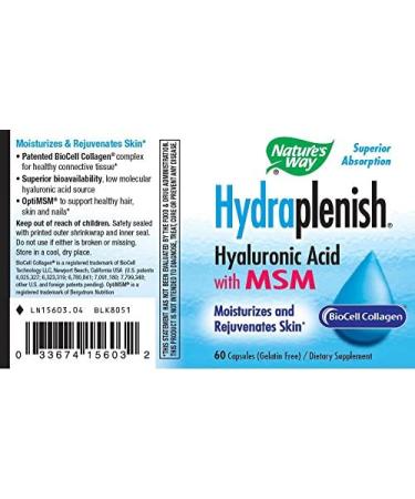 Nature's Way Hydraplenish BioCell Collagen with MSM - 60 Capsules for Healthy Skin & Joints - Buy Online on GoSupps.com
