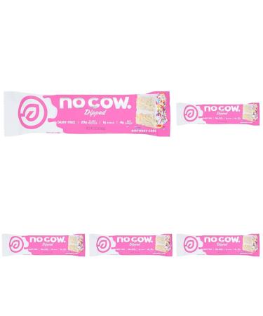 No Cow Protein Bars Birthday Cake 20g Plant Based Vegan Protein Keto Friendly Low Sugar Low Carb Low Calorie Gluten Free Naturally Sweetened Dairy Free Non GMO Kosher 1 Count (Pack of 5)