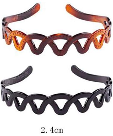 Set of 2 Women Girls Hard Plastic Headband Hair Hoop Black and Brown High-grade Headwear Hairband (Style C#) - Buy Online on GoSupps.com