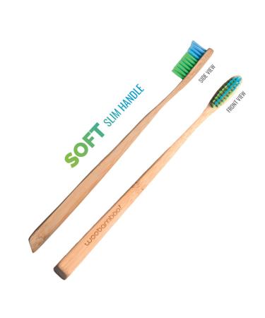 Woobamboo Bamboo Toothbrush Pack of 4 - Eco-Friendly Biodegradable Soft Bristles Slim Handle Vegan BPA Free - Buy Online on GoSupps.com
