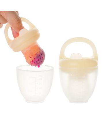 2 Pack Baby Food Feeder Pacifier Baby Fruit Feeder 2in1 Silicone Nibbler Pacifier and Teether Infant Teething Toys Training Massaging Toy Teether BPA Free Babies Teething Relief Toy Feeder Pacifier 2PCS