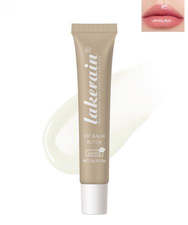 Lip Butter Balm Vanilla Hydrating Clear Tinted Butter Lip Gloss Sheer Lip Mask Lip Care Moisturizer Soothing Lip Makeup Non-Sticky Jelly Glow Reviver Fat Lip Oil Christmas Gift for Women-01 01#