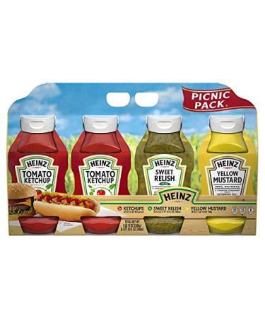 Heinz Variety Condiment Relish, Ketchup, Mustard Picnic Pack - 4 Ct. 4 Piece Assortment