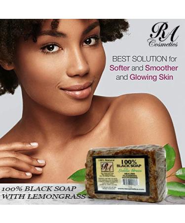 RA Cosmetics 100% Black Soap with Lemon Grass - Natural Skin Care 5 oz | Buy Internationally - Buy Online on GoSupps.com