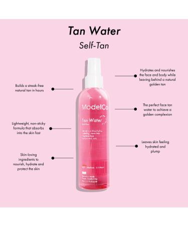 ModelCo Tanning Water - Self-Tan Body Spray - Hydrating Golden Tan - No Stains or Clogged Pores - 6.76 fl oz - Buy Online on GoSupps.com