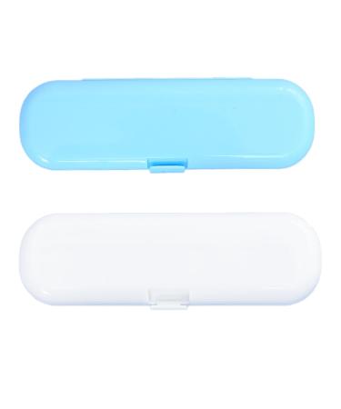 Ronoza toothbrushes case 2 pieces of toothbrush travel case toothbrush case toothbrush box for camping travel hiking business trips at home travel toothbrush set toothbrush case (white blue)