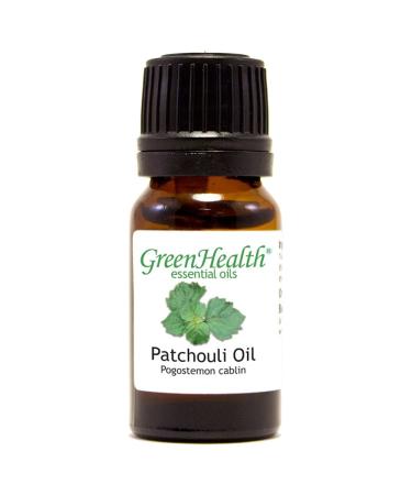 Patchouli Essential Oil 1/3 fl oz (10 ml) Amber Glass Bottle w/Euro Dropper 100% Pure Essential Oil - GreenHealth