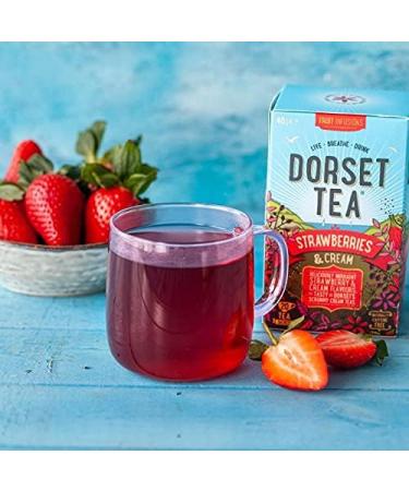 Dorset Tea Strawberries & Cream Tea 4 Boxes x 20 Tea Bags (80 Fruit Tea Bags Total) Strawberry Flavoured Herbal Tea Bags - Buy Online on GoSupps.com