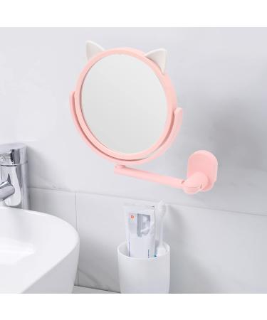 Makeup Mirror Wall Mirror 16.5cm Diameter Simple Hole Free Installation Cat Shape for Bedroom - Buy Online on GoSupps.com