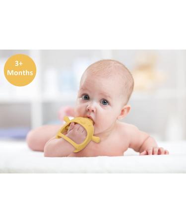Socub Silicone Baby Teether Toy | BPA Free Anti-Drop Mitten Teething Toy for Infants 3+ Months | Soothes Sore Gums | Chew Toy for Babies | Olive - Buy Online on GoSupps.com