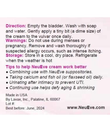 NeuEve Vulva Balm Cream - Hormone-Free Natural Moisturizer for Feminine Dryness, Painful Intimacy, Itching & Odor, Menopause-Related UTI Relief - Refrigerate Before Use - Buy Online on GoSupps.com
