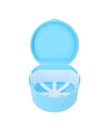 Dental Retainer Box Denture Storage Container Portable Pacifier Jewelry Storage for Travel for Home (Light Blue)
