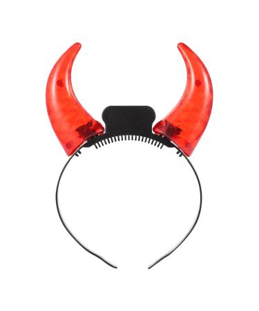 minkissy Led Light up Devil Horn Headband Light Up Halloween Headband Light Up Ox Horn Headband Halloween Devil Costume Accessory for Women Men