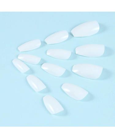 Handcess Shiny White Coffin Artificial Nails - Medium Ballerina Press-On Tips for Women & Girls | Full Coverage Pure Color - Buy Online on GoSupps.com