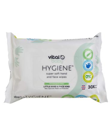 vital baby HYGIENE Super Soft Hand and Face Wipes 30 Pack Gentle Cleansing Wipes Fragrance Free Hypoallergenic Alcohol Free 443937 30 Count (Pack of 1)