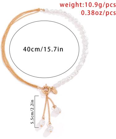 Jumwrit Pearl Layered Necklace - Gold Disc Pendant & Tiny Chain for Women - Buy Online on GoSupps.com