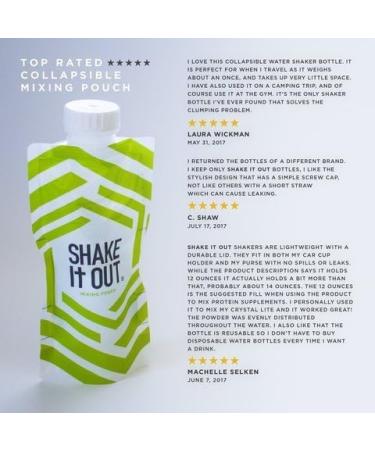 Shake It Out Collapsible Shaker Bottle 12oz - Lime/White 7 Pack | Reusable & Recyclable for Protein Shakes and Supplements - Buy Online on GoSupps.com