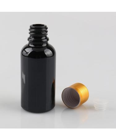 Tianzd 50ml Gloss Black Glass Bottles - 4 Pack with Gold Aluminum Caps | Perfect for Fragrance Oil & Aromatherapy - Buy Online on GoSupps.com