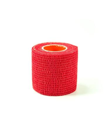 First Aid 4 Sport Latex Free Cohesive Bandage - 7.5cm x 4.5m Red - 1 Roll Red 7.5 Centimetres