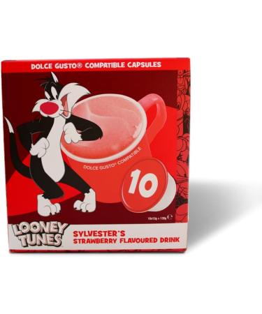 Flavoured Milk Drink Dolce Gusto Compatible Pods- Looney Tunes Sylvesters Strawberry - Warm Milk Drink or Milkshake - 40 Capsules Strawberry 10 count (Pack of 4) - Buy Online on GoSupps.com