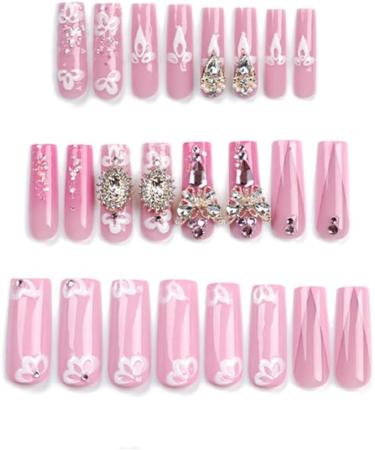AJTUTUS Long False s Press on s with Rhinestones Butterfly Full Cover Fake s Women Girls Accessories - Buy Online on GoSupps.com