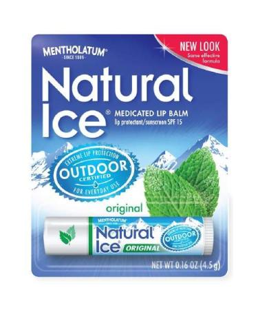 Mentholatum Natural Ice Original SPF 15 Medicated Lip Balm 0.15 Ounce (Pack of 3)