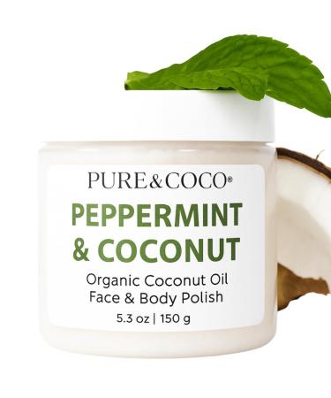 Peppermint & Coconut Organic Coconut Oil Face And Body Polish A Gentle Exfoliating Face Scrub And Sugar Scrub For Body Anti Aging Exfoliator With A Moisturizing Facial Exfoliator For Sensitive Skin
