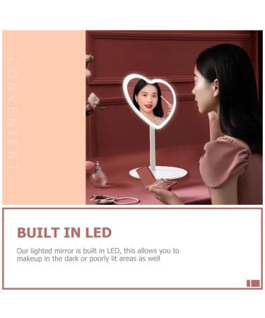 Minkissy LED Love Heart Desktop Makeup Mirror - Touch Sensor Cosmetic Mirror for Home Dormitory - Buy Online on GoSupps.com